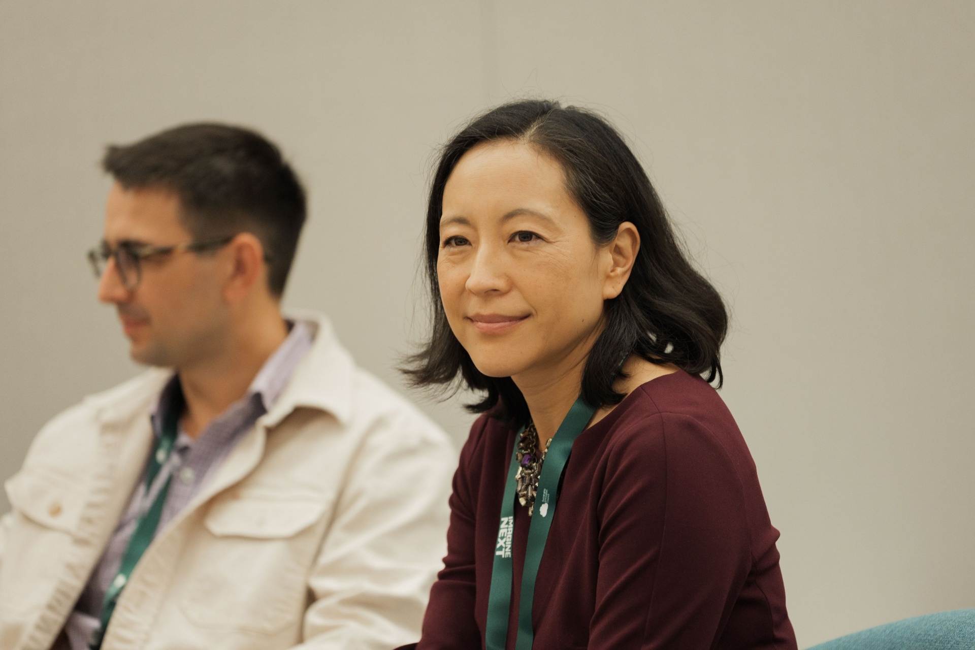 Two Capital Day panelists from SVB and Earthgrid listening attentively during the founders panel