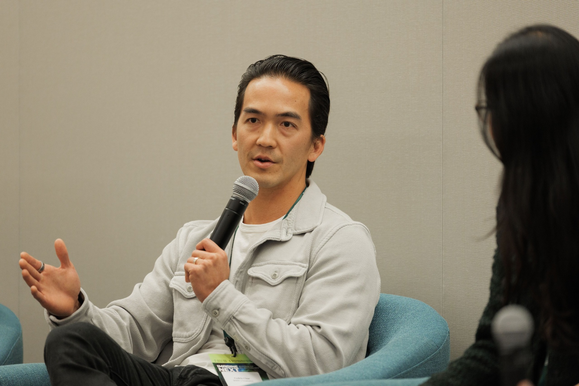 Cedric Char, Principal at BMW i Ventures, speaking with mic during the Capital Day VC panel