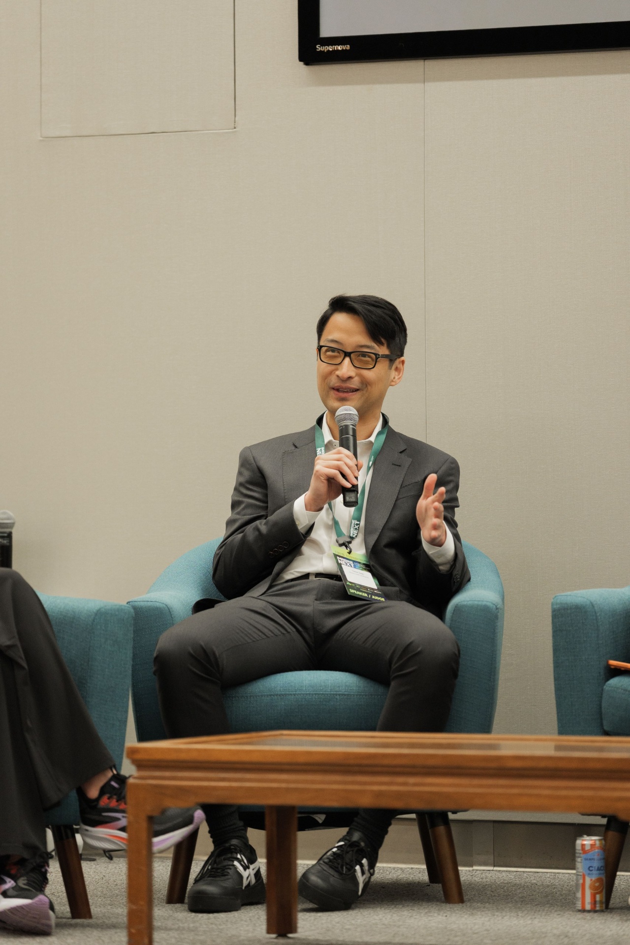 Victor Yang, Venture Investor at Honeywell Ventures, smiling while answering on the Capital Day VC panel