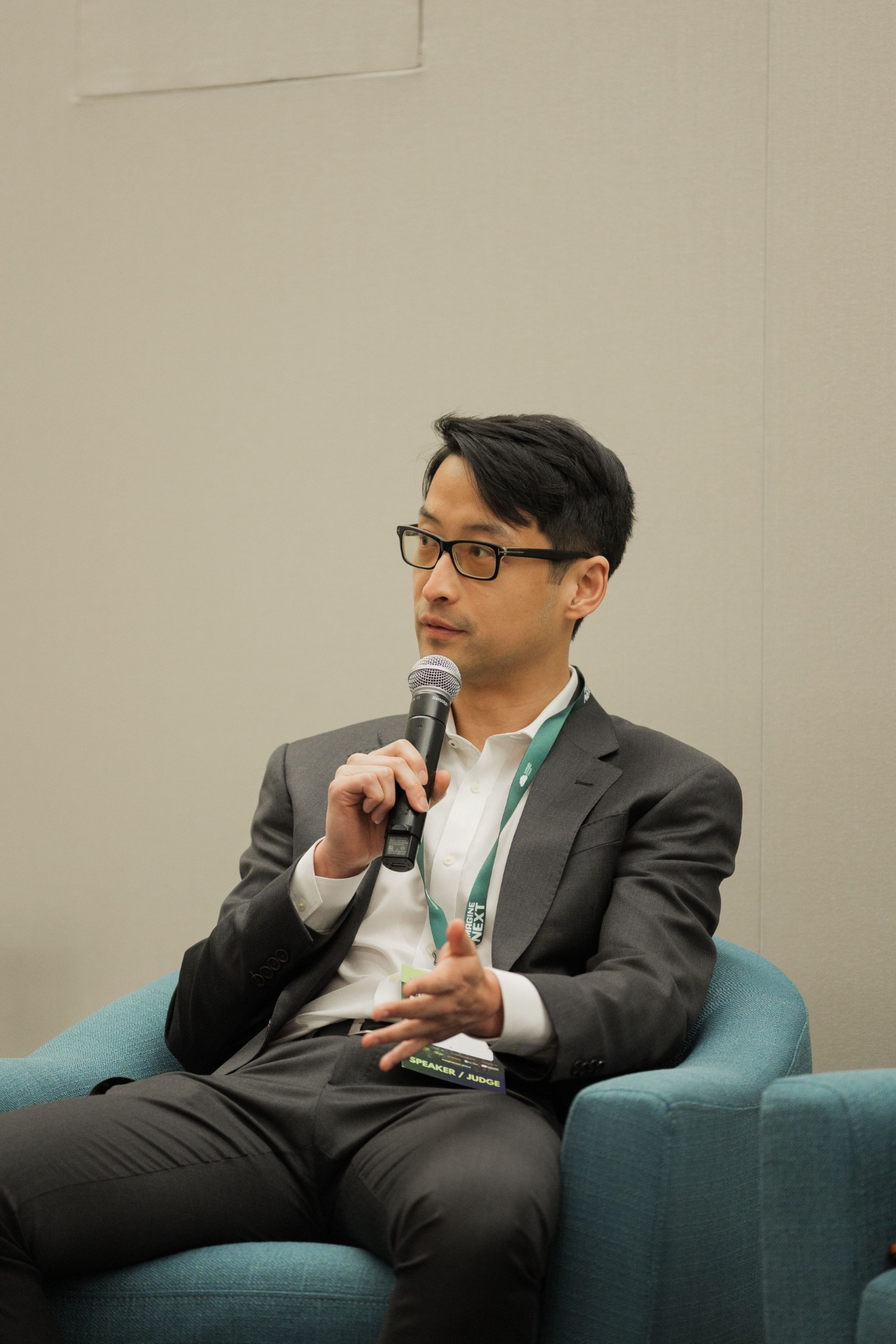 Victor Yang of Honeywell Ventures gesturing while speaking on the Capital Day VC panel at UC Law SF