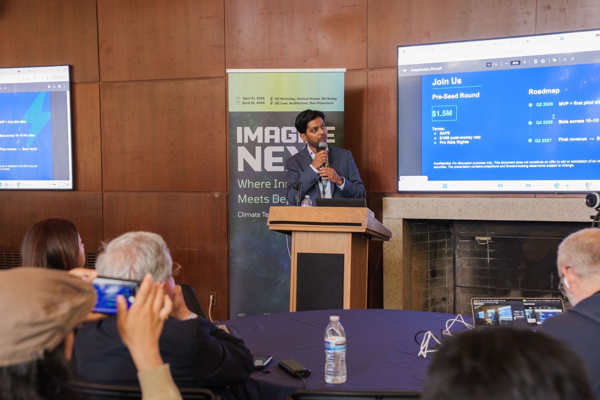 Ashray Manur of ChargeCatalyst presenting Join Us roadmap from the podium