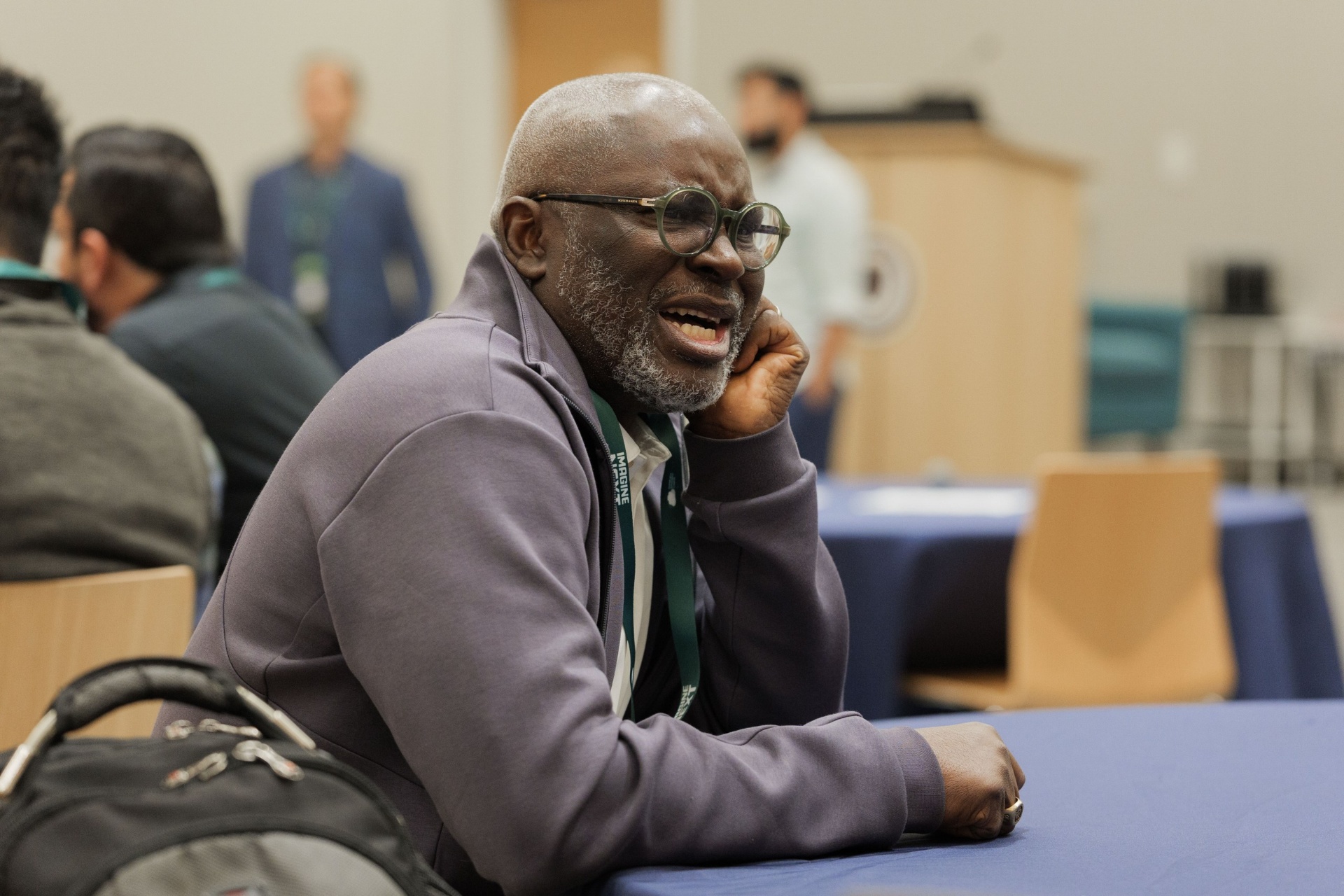 Capital Day delegate laughing in conversation during the Curated Capital Matchmaking Sessions at UC Law SF