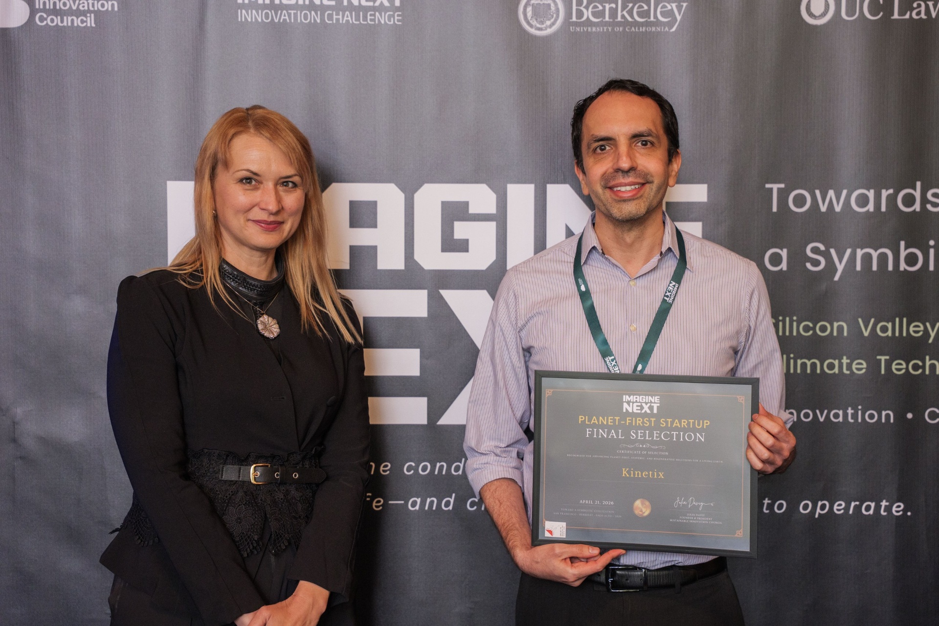 Kinetix founder receiving the Planet-First Startup Final Selection certificate