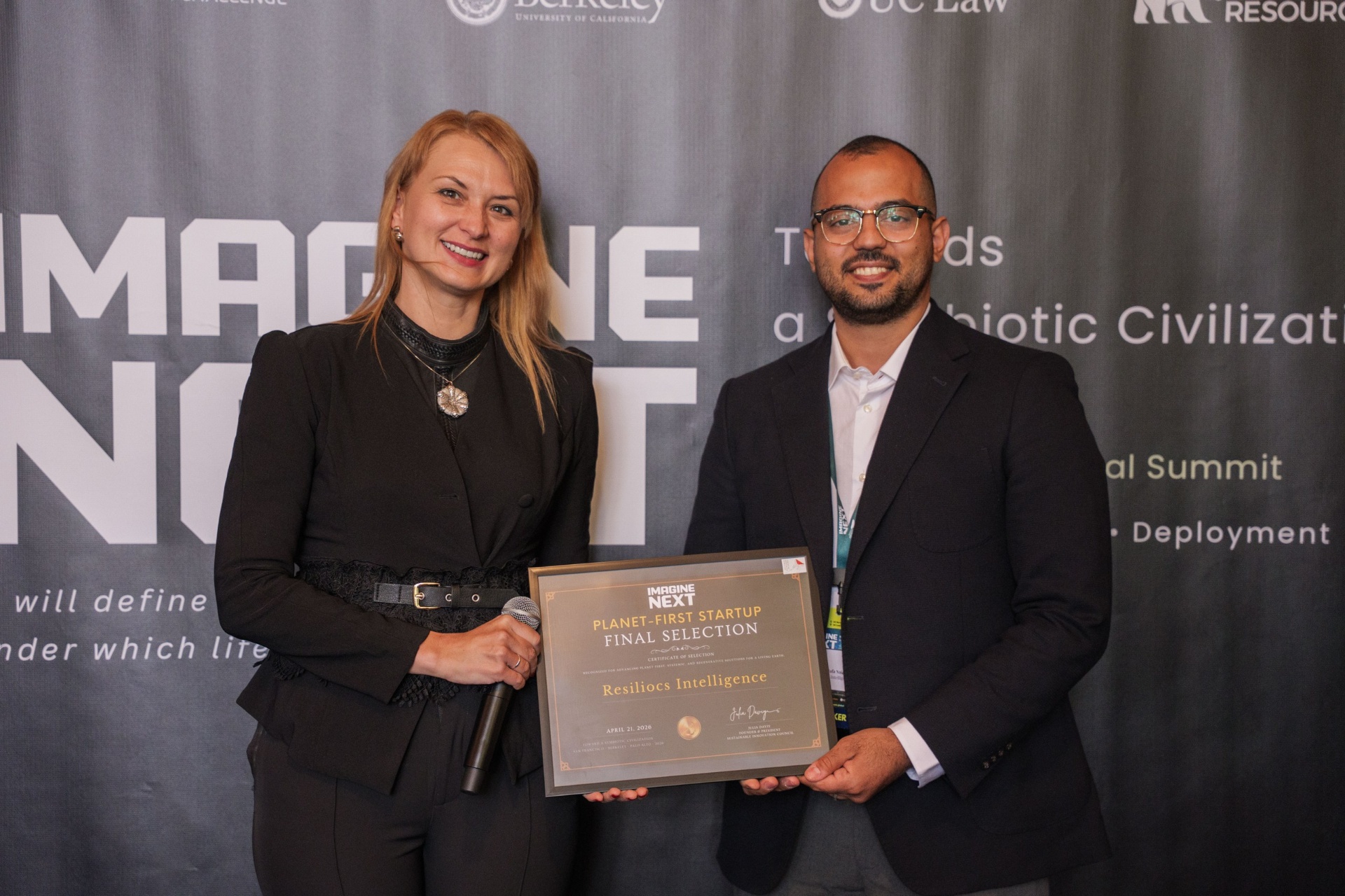 Resiliocs Intelligence founder receiving the Planet-First Startup Final Selection certificate
