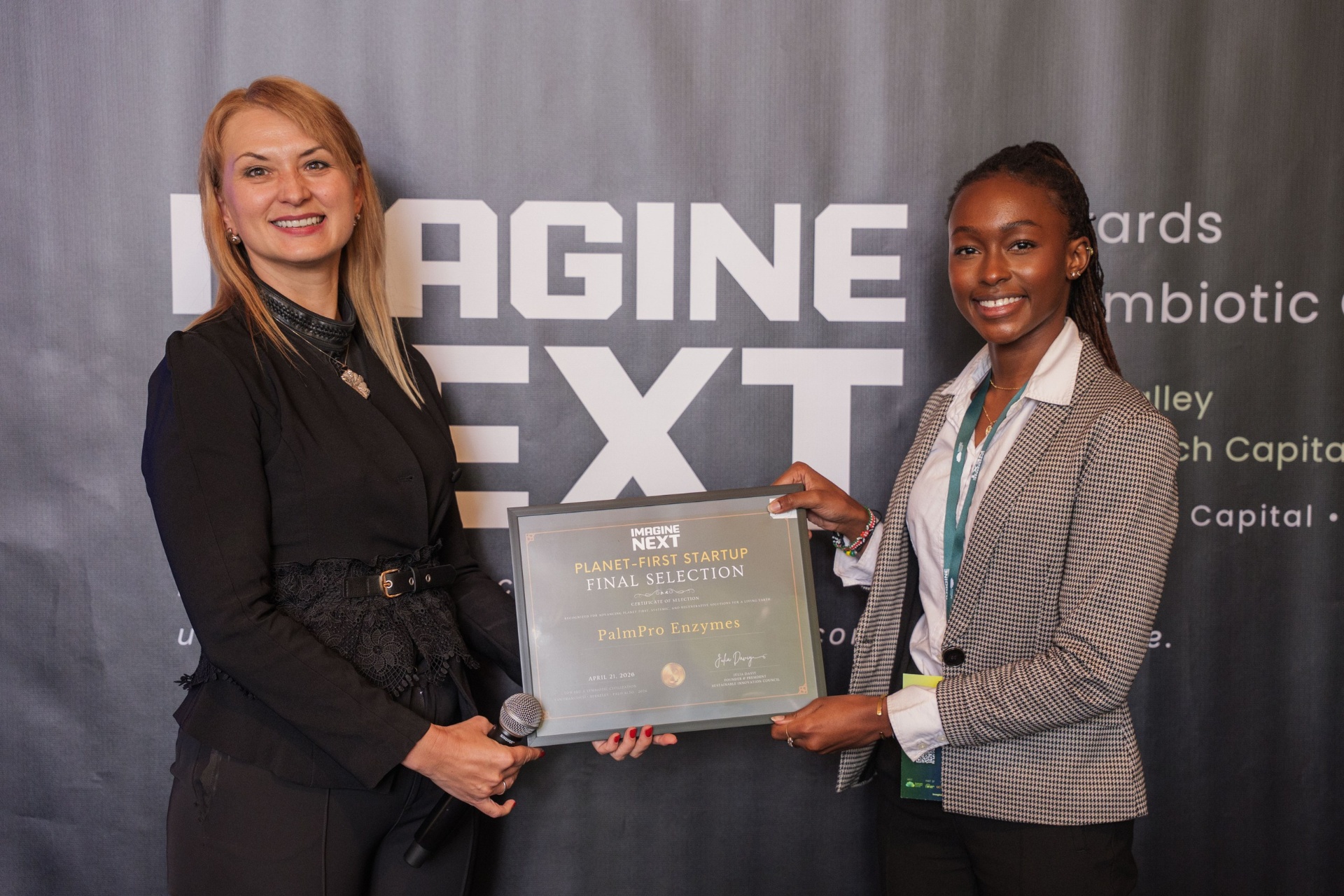 PalmPro Enzymes founder receiving the Planet-First Startup Final Selection certificate