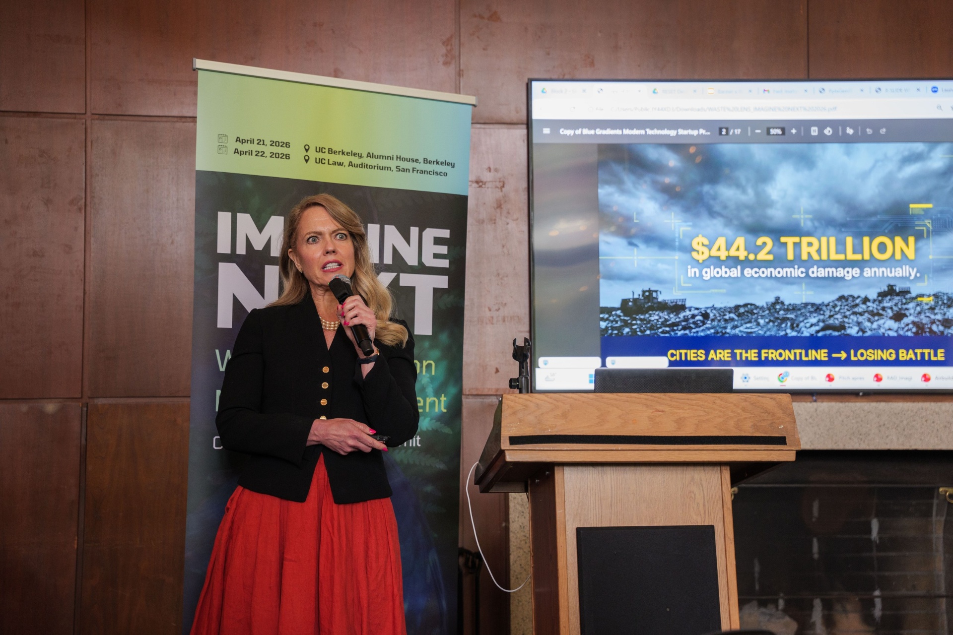 Waste Lens pitch — $44.2 trillion in global economic damage slide
