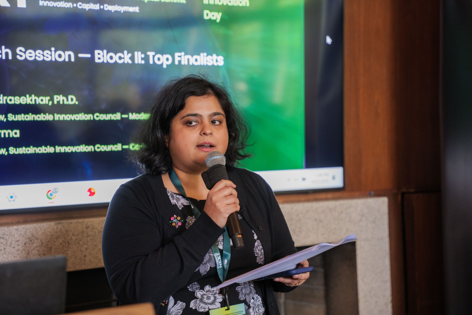 Moderator introducing Pitch Session Block II — Top Finalists