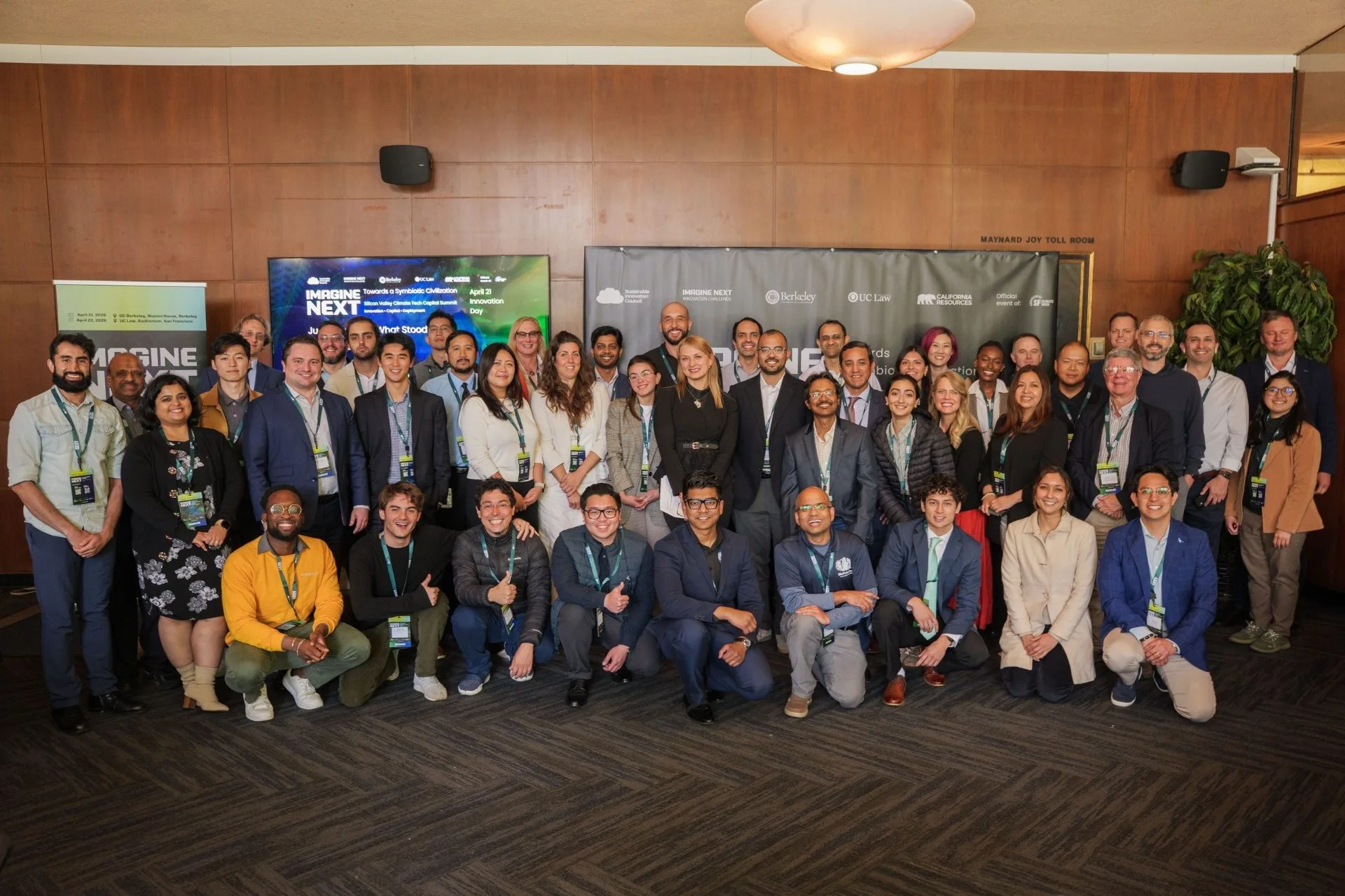 The 2026 Imagine Next cohort, jury, and team at Innovation Day, UC Berkeley Alumni House